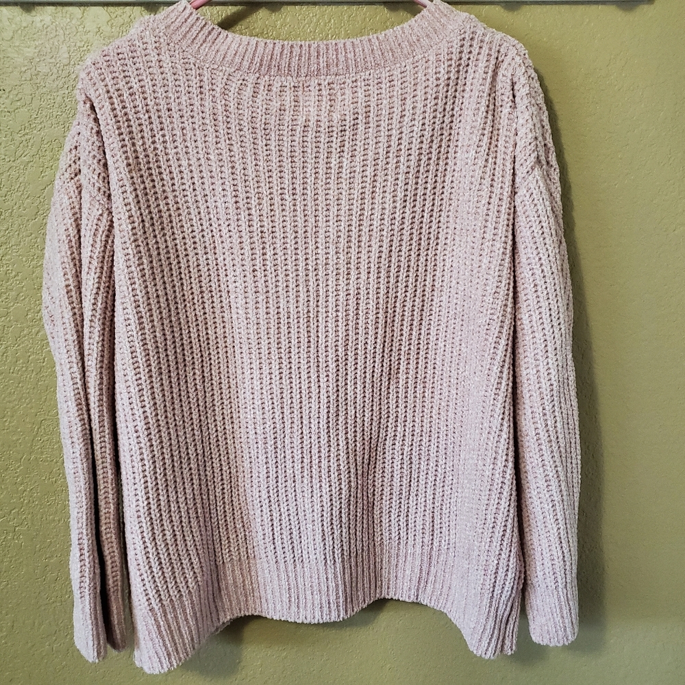 ⚡SOLD⚡Hippie Rose V-Neck Chenille Sweater - Picture 4 of 5